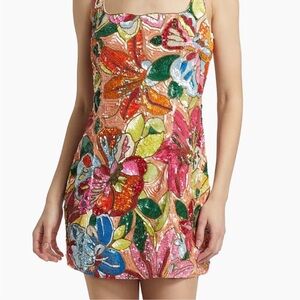 Amanda Uprichard Augustine Sequin Floral Minidress, New, MSRP $959, S